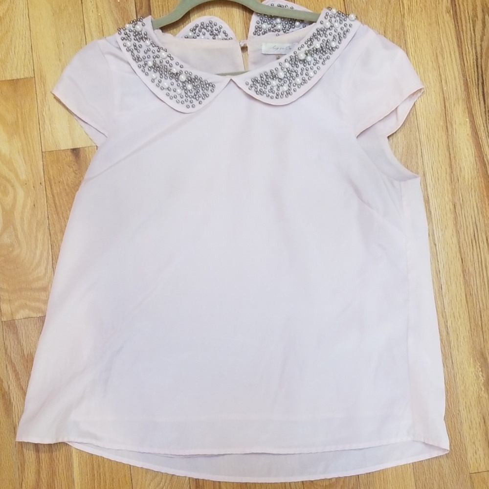 Sugarlips beaded womens large pink blouse top
